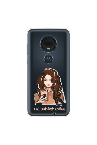 MOTOROLA by LENOVO - Moto G7 Plus - Soft Clear Case - But First Coffee Light