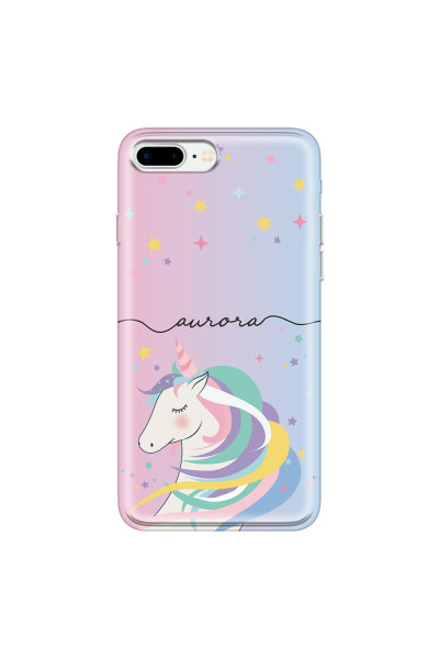 APPLE - iPhone 7 Plus - Soft Clear Case - Pink Unicorn Handwritten