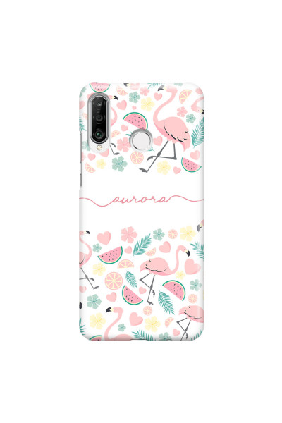 HUAWEI - P30 Lite - 3D Snap Case - Clear Flamingo Handwritten