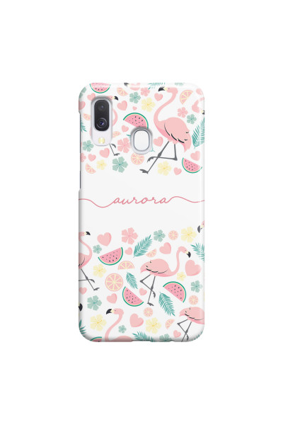 SAMSUNG - Galaxy A40 - 3D Snap Case - Clear Flamingo Handwritten