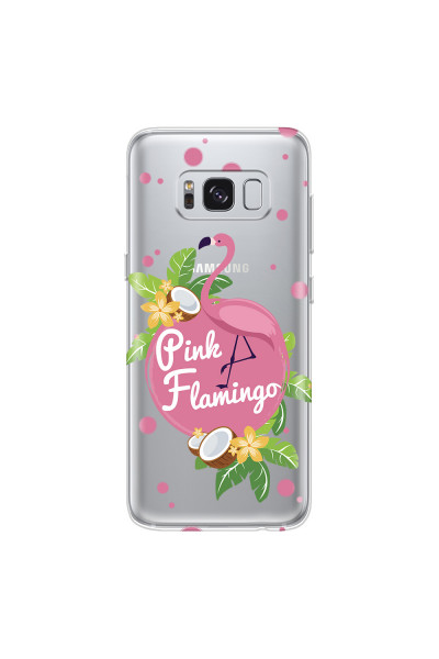SAMSUNG - Galaxy S8 Plus - Soft Clear Case - Pink Flamingo