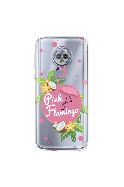 MOTOROLA by LENOVO - Moto G6 Plus - Soft Clear Case - Pink Flamingo