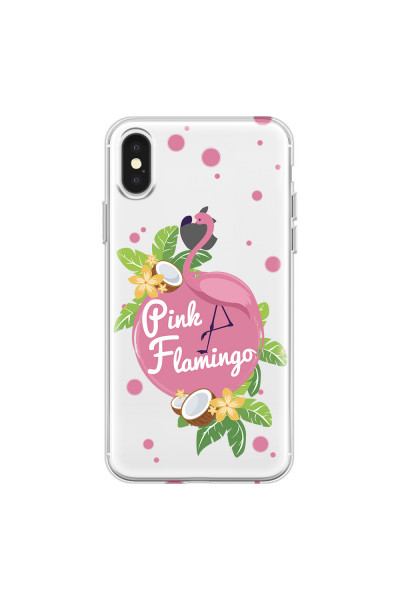 APPLE - iPhone X - Soft Clear Case - Pink Flamingo