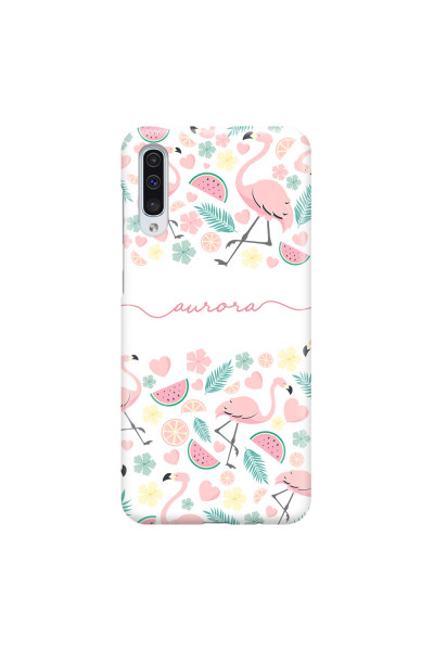 SAMSUNG - Galaxy A50 - 3D Snap Case - Clear Flamingo Handwritten