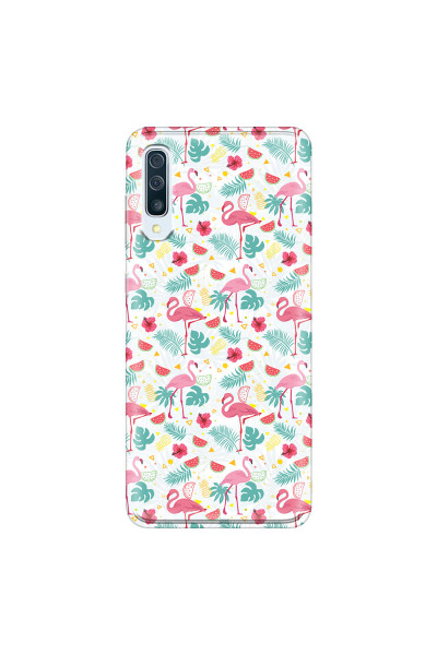 SAMSUNG - Galaxy A50 - Soft Clear Case - Tropical Flamingo II