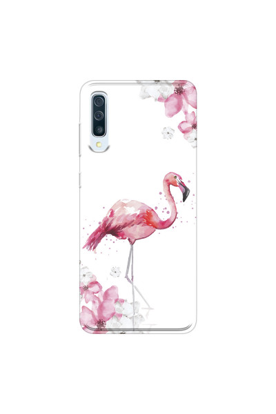 SAMSUNG - Galaxy A70 - Soft Clear Case - Pink Tropes