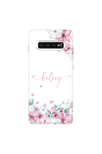 SAMSUNG - Galaxy S10 Plus - Soft Clear Case - Watercolor Flowers Handwritten