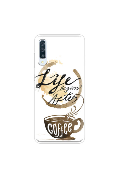 SAMSUNG - Galaxy A70 - Soft Clear Case - Life begins after coffee