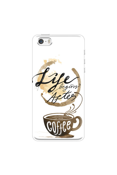 APPLE - iPhone 5S/SE - Soft Clear Case - Life begins after coffee