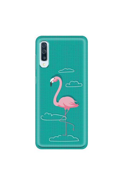 SAMSUNG - Galaxy A70 - Soft Clear Case - Cartoon Flamingo