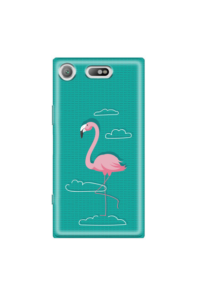 SONY - Sony XZ1 Compact - Soft Clear Case - Cartoon Flamingo