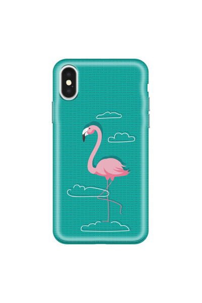 APPLE - iPhone X - Soft Clear Case - Cartoon Flamingo