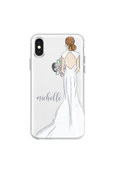APPLE - iPhone X - Soft Clear Case - Bride To Be Redhead Dark