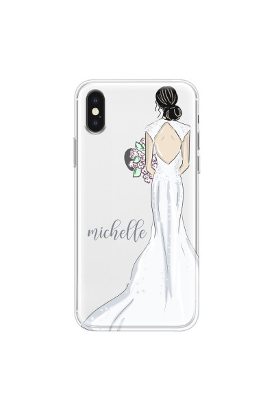 APPLE - iPhone XS Max - Soft Clear Case - Bride To Be Blackhair Dark