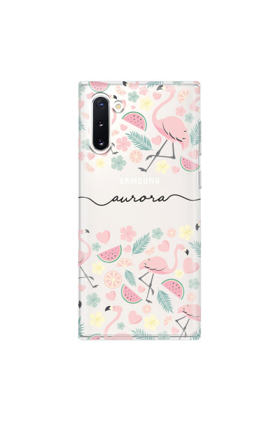 SAMSUNG - Galaxy Note 10 - Soft Clear Case - Monogram Flamingo Pattern III