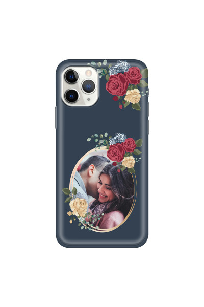 APPLE - iPhone 11 Pro - Soft Clear Case - Blue Floral Mirror Photo