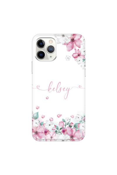 APPLE - iPhone 11 Pro Max - Soft Clear Case - Watercolor Flowers Handwritten