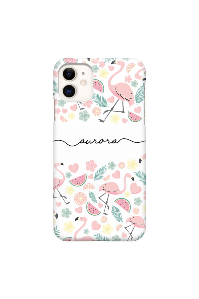 APPLE - iPhone 11 - 3D Snap Case - Monogram Flamingo Pattern III