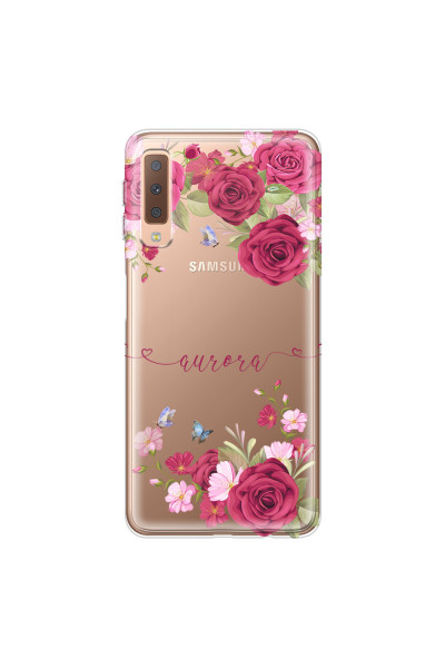 SAMSUNG - Galaxy A7 2018 - Soft Clear Case - Rose Garden with Monogram