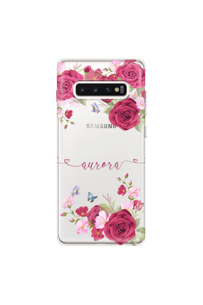 SAMSUNG - Galaxy S10 Plus - Soft Clear Case - Rose Garden with Monogram