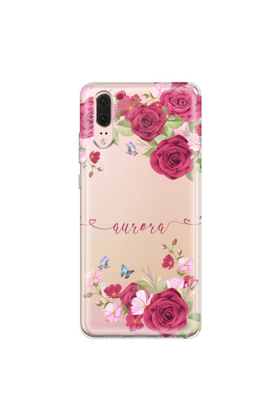 HUAWEI - P20 - Soft Clear Case - Rose Garden with Monogram