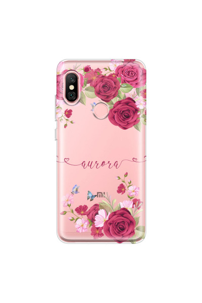 XIAOMI - Redmi Note 6 Pro - Soft Clear Case - Rose Garden with Monogram