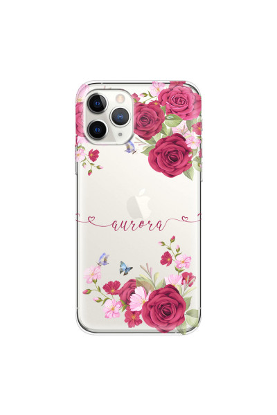 APPLE - iPhone 11 Pro Max - Soft Clear Case - Rose Garden with Monogram