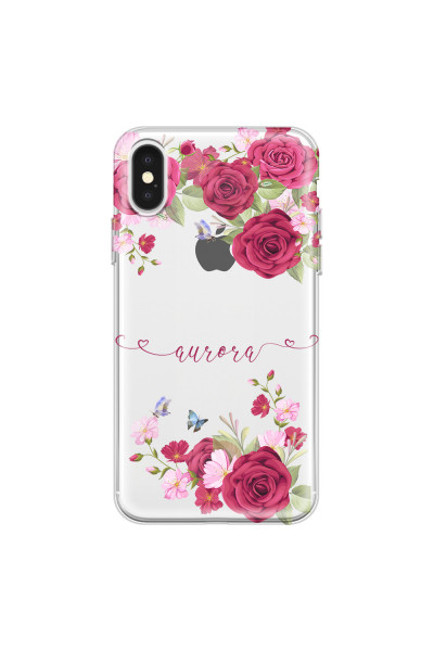 APPLE - iPhone X - Soft Clear Case - Rose Garden with Monogram
