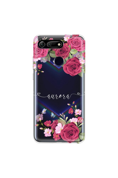 HONOR - Honor View 20 - Soft Clear Case - Rose Garden with Monogram