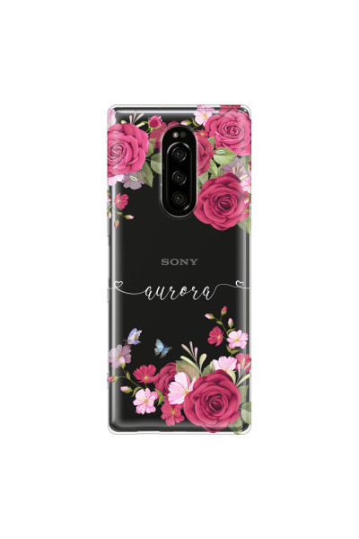 SONY - Sony 1 - Soft Clear Case - Rose Garden with Monogram
