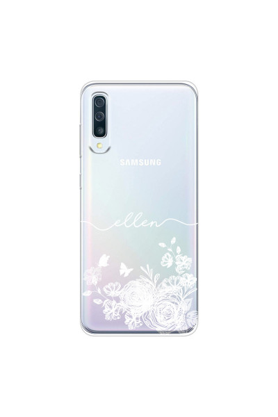 SAMSUNG - Galaxy A50 - Soft Clear Case - Handwritten White Lace