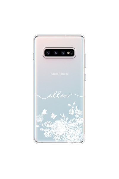 SAMSUNG - Galaxy S10 - Soft Clear Case - Handwritten White Lace