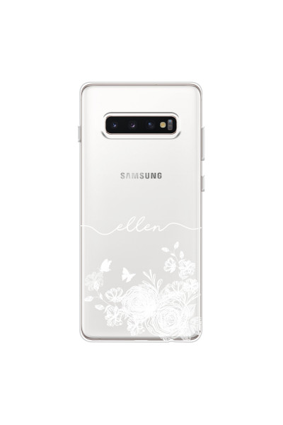SAMSUNG - Galaxy S10 Plus - Soft Clear Case - Handwritten White Lace