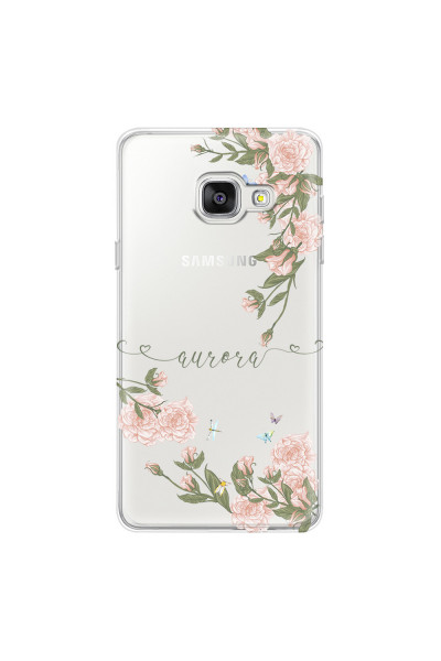 SAMSUNG - Galaxy A3 2017 - Soft Clear Case - Pink Rose Garden with Monogram
