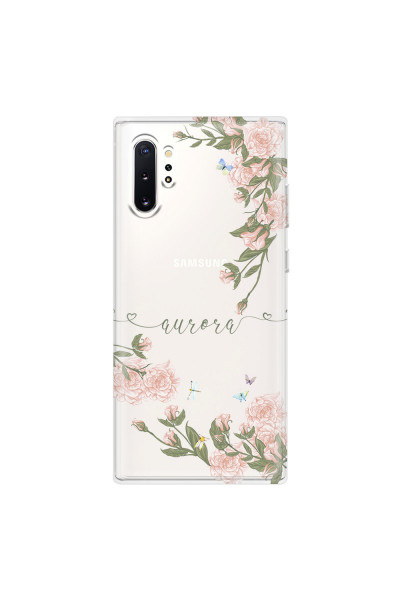 SAMSUNG - Galaxy Note 10 Plus - Soft Clear Case - Pink Rose Garden with Monogram
