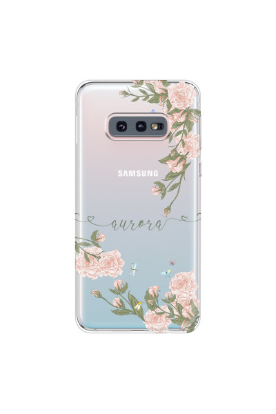 SAMSUNG - Galaxy S10e - Soft Clear Case - Pink Rose Garden with Monogram