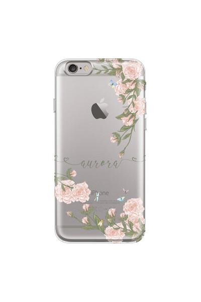 APPLE - iPhone 6S - Soft Clear Case - Pink Rose Garden with Monogram