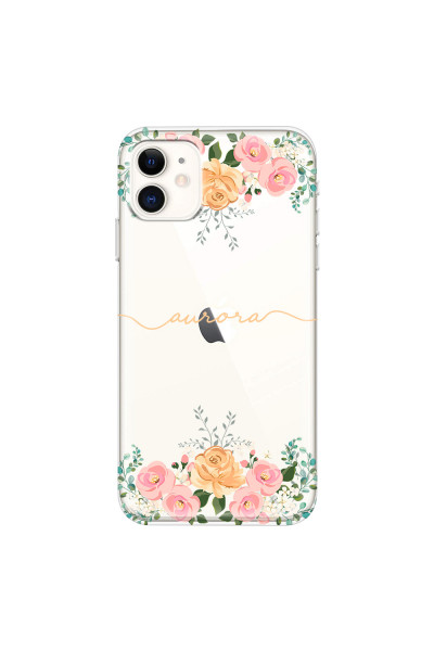APPLE - iPhone 11 - Soft Clear Case - Gold Floral Handwritten