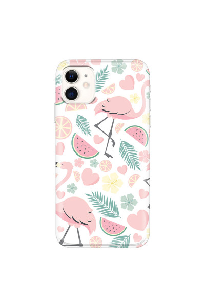 APPLE - iPhone 11 - Soft Clear Case - Tropical Flamingo III