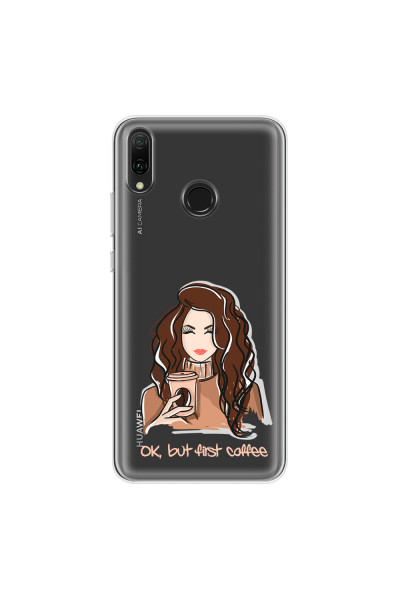 HUAWEI - Y9 2019 - Soft Clear Case - But First Coffee Light