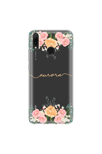 HUAWEI - Y9 2019 - Soft Clear Case - Gold Floral Handwritten