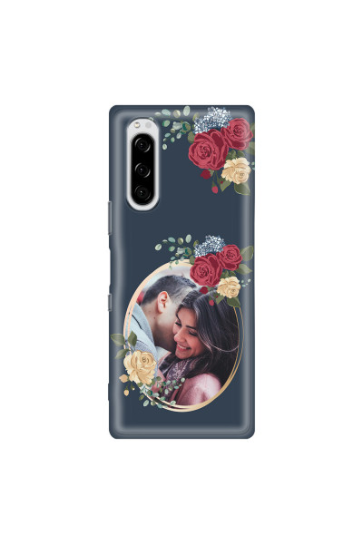 SONY - Sony Xperia 5 - Soft Clear Case - Blue Floral Mirror Photo