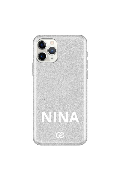 APPLE - iPhone 11 Pro Max - Soft Clear Case - Glitter Name Silver