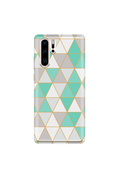 HUAWEI - P30 Pro - Soft Clear Case - Green Triangle Pattern