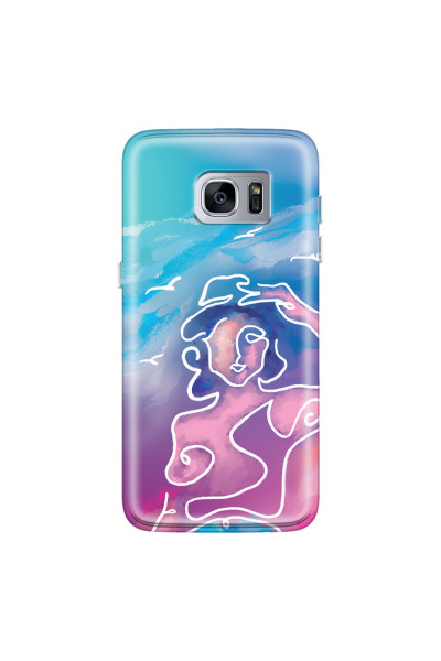 SAMSUNG - Galaxy S7 Edge - Soft Clear Case - Lady With Seagulls