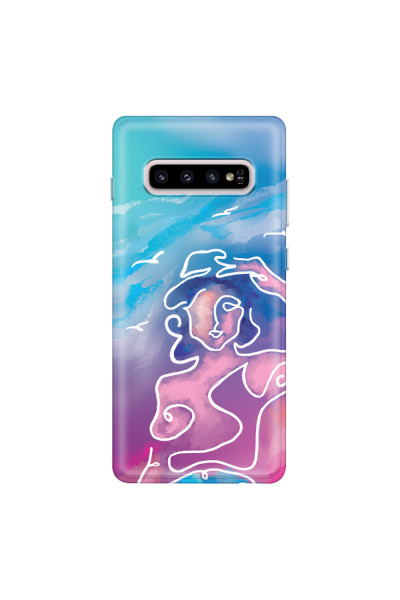SAMSUNG - Galaxy S10 - Soft Clear Case - Lady With Seagulls