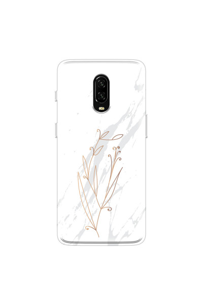 ONEPLUS - OnePlus 6T - Soft Clear Case - White Marble Flowers