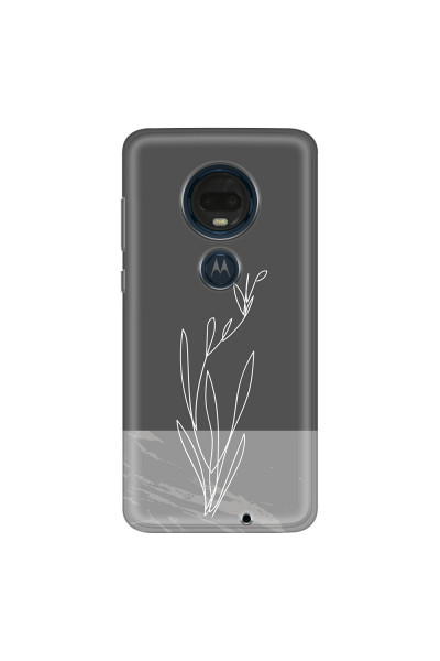 MOTOROLA by LENOVO - Moto G7 Plus - Soft Clear Case - Dark Grey Marble Flower