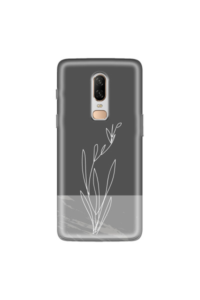 ONEPLUS - OnePlus 6 - Soft Clear Case - Dark Grey Marble Flower