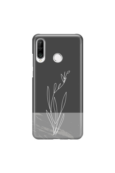 HUAWEI - P30 Lite - 3D Snap Case - Dark Grey Marble Flower